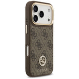 Husa pentru iPhone 17 Pro, Guess Hardcase 4G Strass Logo MagSafe (GUHMP17LP4GRMDEW), maro