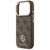 Husa pentru iPhone 17 Pro, Guess Hardcase 4G Strass Logo MagSafe (GUHMP17LP4GRMDEW), maro