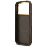 Husa pentru iPhone 17 Pro, Guess Hardcase 4G Strass Logo MagSafe (GUHMP17LP4GRMDEW), maro