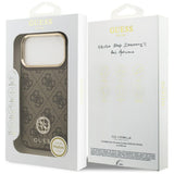 Husa pentru iPhone 17 Pro, Guess Hardcase 4G Strass Logo MagSafe (GUHMP17LP4GRMDEW), maro
