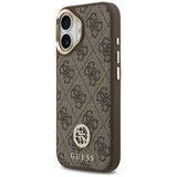 Husa pentru iPhone 17, Guess Hardcase 4G Strass Logo MagSafe (GUHMP17SP4GRMDEW), maro