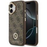 Husa pentru iPhone 17, Guess Hardcase 4G Strass Logo MagSafe (GUHMP17SP4GRMDEW), maro