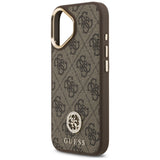 Husa pentru iPhone 17, Guess Hardcase 4G Strass Logo MagSafe (GUHMP17SP4GRMDEW), maro