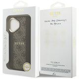 Husa pentru iPhone 17, Guess Hardcase 4G Stripe MagSafe (GUHMP17SPG4SEMCW), maro