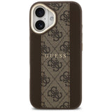 Husa pentru iPhone 17, Guess Hardcase 4G Stripe MagSafe (GUHMP17SPG4SEMCW), maro