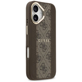 Husa pentru iPhone 17, Guess Hardcase 4G Stripe MagSafe (GUHMP17SPG4SEMCW), maro