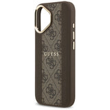 Husa pentru iPhone 17, Guess Hardcase 4G Stripe MagSafe (GUHMP17SPG4SEMCW), maro