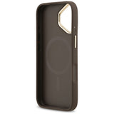 Husa pentru iPhone 17, Guess Hardcase 4G Stripe MagSafe (GUHMP17SPG4SEMCW), maro