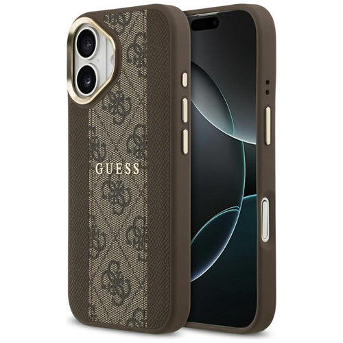 Husa pentru iPhone 17, Guess Hardcase 4G Stripe MagSafe (GUHMP17SPG4SEMCW), maro