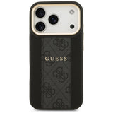 Husa pentru iPhone 17 Pro Max, Guess Hardcase 4G Stripe MagSafe (GUHMP17XPG4SEMCK), negru