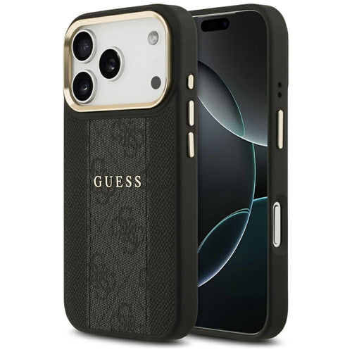 Husa pentru iPhone 17 Pro Max, Guess Hardcase 4G Stripe MagSafe (GUHMP17XPG4SEMCK), negru