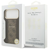 Husa pentru iPhone 17 Pro, Guess Hardcase 4G Stripe MagSafe (GUHMP17LPG4SEMCW), maro