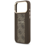 Husa pentru iPhone 17 Pro, Guess Hardcase 4G Stripe MagSafe (GUHMP17LPG4SEMCW), maro