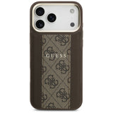 Husa pentru iPhone 17 Pro, Guess Hardcase 4G Stripe MagSafe (GUHMP17LPG4SEMCW), maro