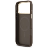 Husa pentru iPhone 17 Pro, Guess Hardcase 4G Stripe MagSafe (GUHMP17LPG4SEMCW), maro