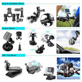 Techsuit Accessory Kit CamQuest 50in1 (SA50), pentru GoPro Hero, Sjcam, Action Cameras, cu Carrying Case, Negru