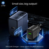 Incarcator retea Lito (LC19), Type-C, USB Output, PD30W, GaN, PC Fireproof, EU Plug, negru