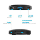 Card Reader, Fixed Maghub 7in1 Fixhu M Bk USB-C To 2x USB-C USB-A Hdmi Micro Sd Sd Wireless MagSafe Pd100W 4k 5 Koff A3d2de, negru