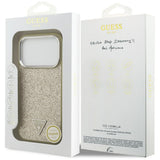 Husa pentru iPhone 17 Pro, Guess Glitter Triangle Logo MagSafe (GUHMP17LPFGTSCMD), auriu