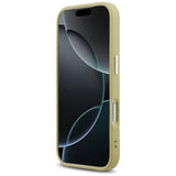 Husa pentru iPhone 17 Pro, Guess Glitter Triangle Logo MagSafe (GUHMP17LPFGTSCMD), auriu