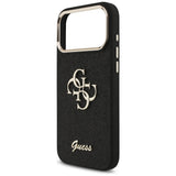 Husa pentru iPhone 17 Pro Max, Guess Fixed Glitter Big 4G Metal Frame (GUHCP17XHG4SGCK), negru