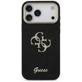 Husa pentru iPhone 17 Pro Max, Guess Fixed Glitter Big 4G Metal Frame (GUHCP17XHG4SGCK), negru