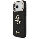 Husa pentru iPhone 17 Pro Max, Guess Fixed Glitter Big 4G Metal Frame (GUHCP17XHG4SGCK), negru