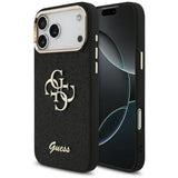 Husa pentru iPhone 17 Pro Max, Guess Fixed Glitter Big 4G Metal Frame (GUHCP17XHG4SGCK), negru