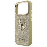 Husa pentru iPhone 17 Pro, Guess Fixed Glitter Big 4G Metal Frame (GUHCP17LHG4SGCD), auriu