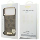 Husa pentru iPhone 17 Pro Max, Guess Hardcase 4G Logo Plate MagSafe (GUHMP17XU4GPRW), maro