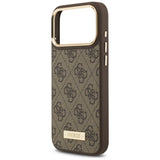 Husa pentru iPhone 17 Pro Max, Guess Hardcase 4G Logo Plate MagSafe (GUHMP17XU4GPRW), maro