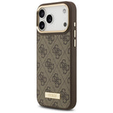 Husa pentru iPhone 17 Pro Max, Guess Hardcase 4G Logo Plate MagSafe (GUHMP17XU4GPRW), maro