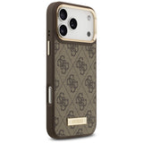Husa pentru iPhone 17 Pro Max, Guess Hardcase 4G Logo Plate MagSafe (GUHMP17XU4GPRW), maro