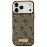 Husa pentru iPhone 17 Pro Max, Guess Hardcase 4G Logo Plate MagSafe (GUHMP17XU4GPRW), maro