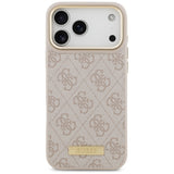Husa pentru iPhone 17 Pro Max, Guess Hardcase 4G Logo Plate MagSafe (GUHMP17XU4GPRP), roz