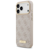 Husa pentru iPhone 17 Pro Max, Guess Hardcase 4G Logo Plate MagSafe (GUHMP17XU4GPRP), roz