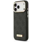Husa pentru iPhone 17 Pro Max, Guess Hardcase 4G Logo Plate MagSafe (GUHMP17XU4GPRK), negru
