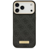 Husa pentru iPhone 17 Pro Max, Guess Hardcase 4G Logo Plate MagSafe (GUHMP17XU4GPRK), negru