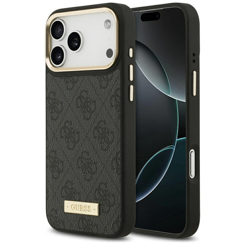 Husa pentru iPhone 17 Pro Max, Guess Hardcase 4G Logo Plate MagSafe (GUHMP17XU4GPRK), negru