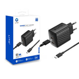 Incarcator retea Lito (LC22T), cu Type-C Cable Included, 2x Type-C Output, PD45W, GaN, PC Fireproof, EU Plug, 1m, negru