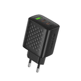 Incarcator retea Lito (LC25), 2x Type-C, USB Output, PD65W, GaN, PC Fireproof, EU Plug, negru
