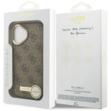 Husa pentru iPhone 17, Guess Hardcase 4G Logo Plate MagSafe (GUHMP17SU4GPRW), maro