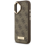 Husa pentru iPhone 17, Guess Hardcase 4G Logo Plate MagSafe (GUHMP17SU4GPRW), maro