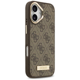Husa pentru iPhone 17, Guess Hardcase 4G Logo Plate MagSafe (GUHMP17SU4GPRW), maro