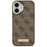 Husa pentru iPhone 17, Guess Hardcase 4G Logo Plate MagSafe (GUHMP17SU4GPRW), maro