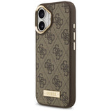 Husa pentru iPhone 17, Guess Hardcase 4G Logo Plate MagSafe (GUHMP17SU4GPRW), maro