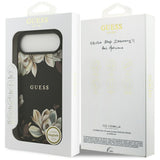 Husa pentru iPhone 17 Air, Guess Grained Flowers MagSafe (GUHMP17MPGNMPLMK), negru