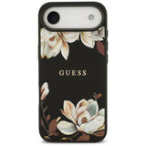 Husa pentru iPhone 17 Air, Guess Grained Flowers MagSafe (GUHMP17MPGNMPLMK), negru