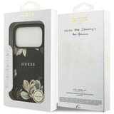 Husa pentru iPhone 17 Pro, Guess Grained Flowers MagSafe (GUHMP17LPGNMPLMK), negru