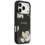 Husa pentru iPhone 17 Pro, Guess Grained Flowers MagSafe (GUHMP17LPGNMPLMK), negru
